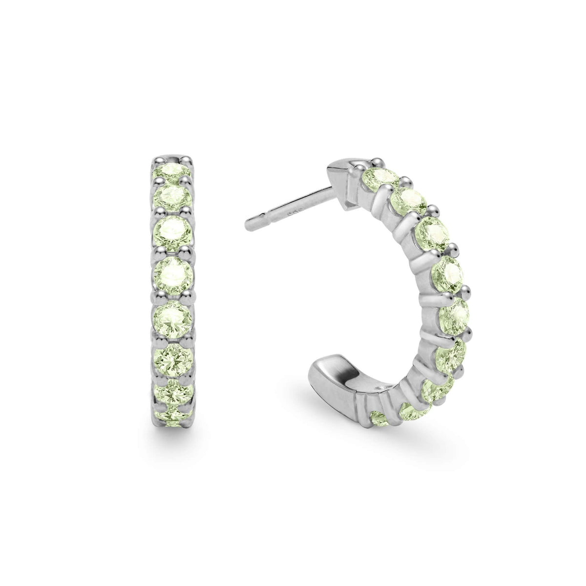Rosecliff Peridot Huggie Hoop Earrings in 14k Gold (August)