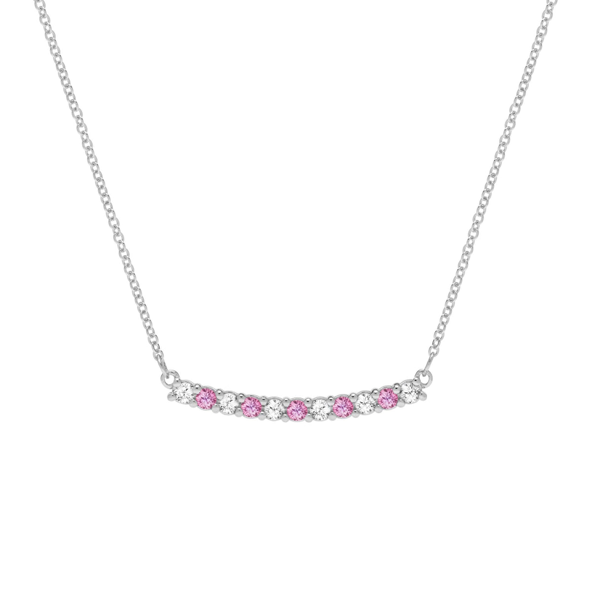 Rosecliff Diamond & Pink Sapphire Bar Necklace in 14k Gold (October)