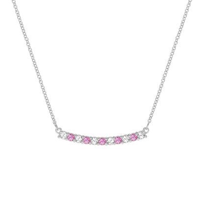 Rosecliff Diamond & Pink Sapphire Bar Necklace in 14k Gold (October)