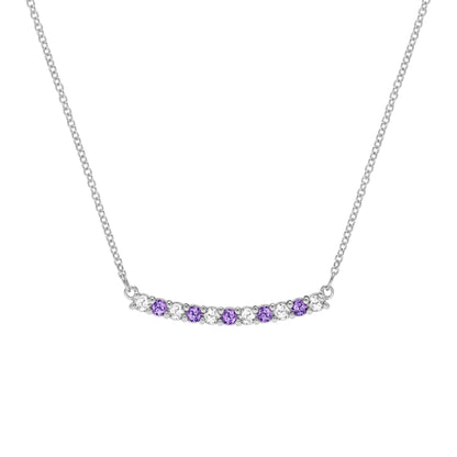 Rosecliff Diamond & Amethyst Bar Necklace in 14k Gold (February)