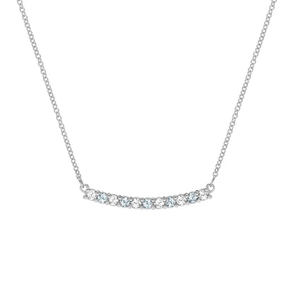 Rosecliff Diamond & Aquamarine Bar Necklace in 14k Gold (March)