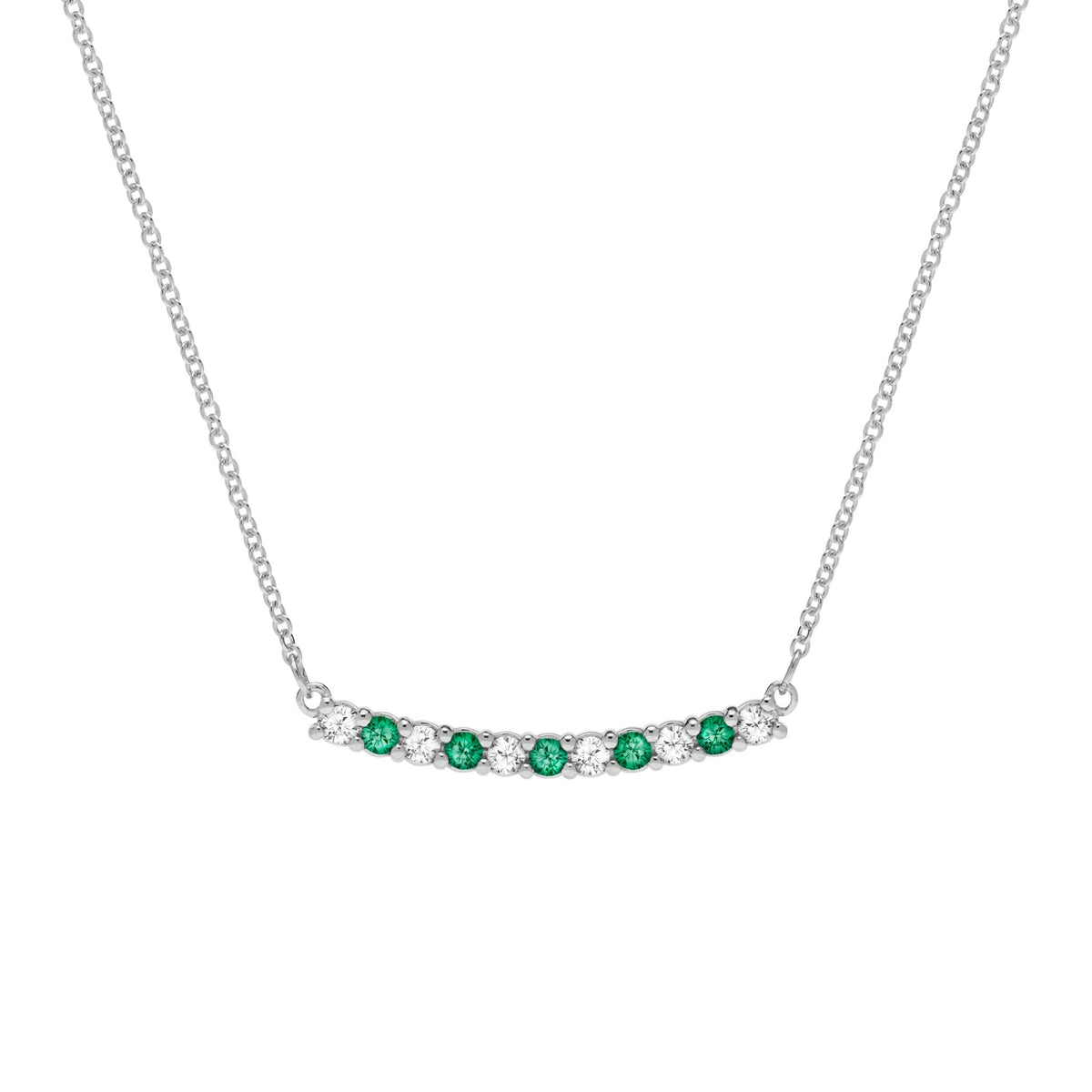 Rosecliff Diamond & Emerald Bar Necklace in 14k Gold (May)