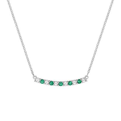 Rosecliff Diamond & Emerald Bar Necklace in 14k Gold (May)