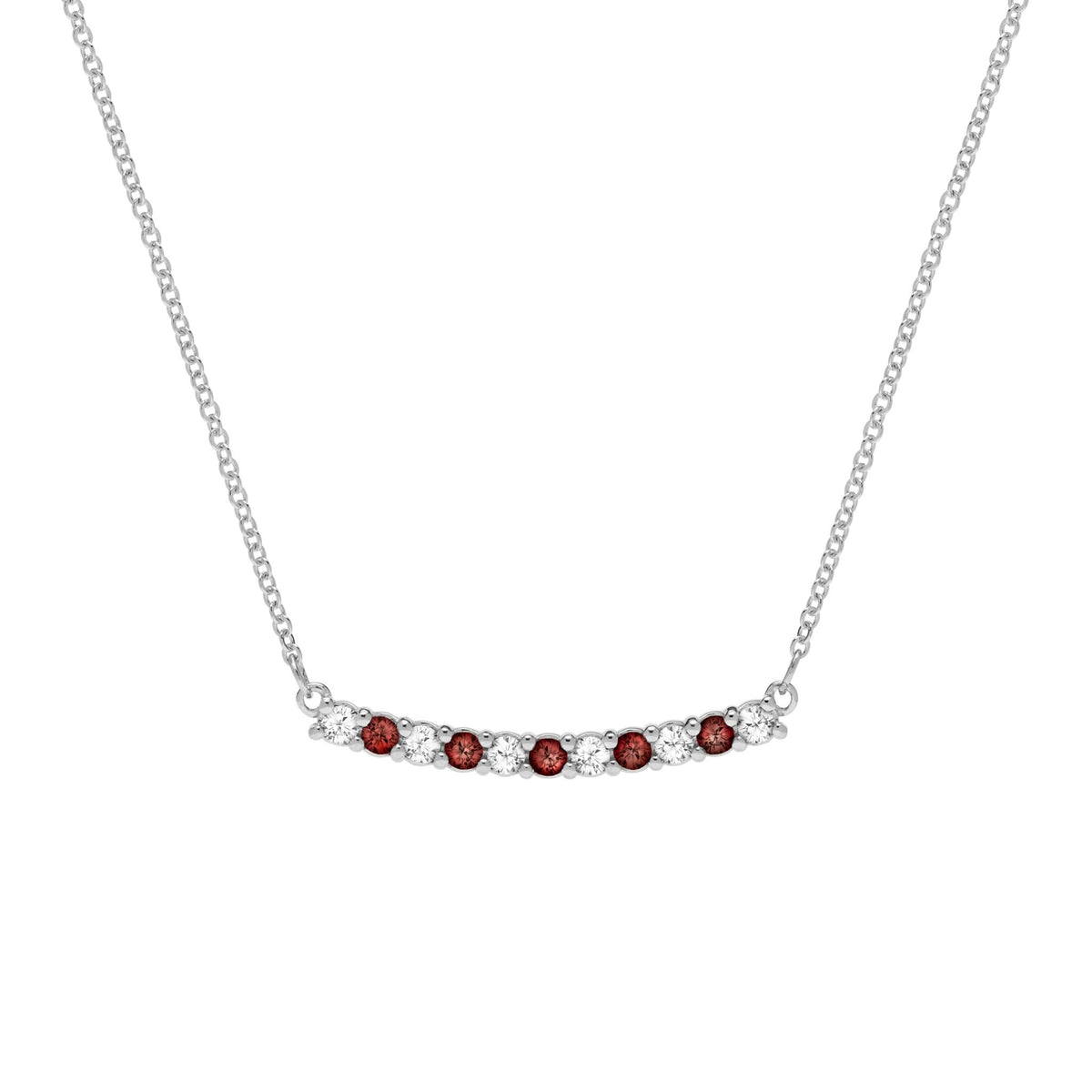 Rosecliff Diamond & Garnet Bar Necklace in 14k Gold (January)