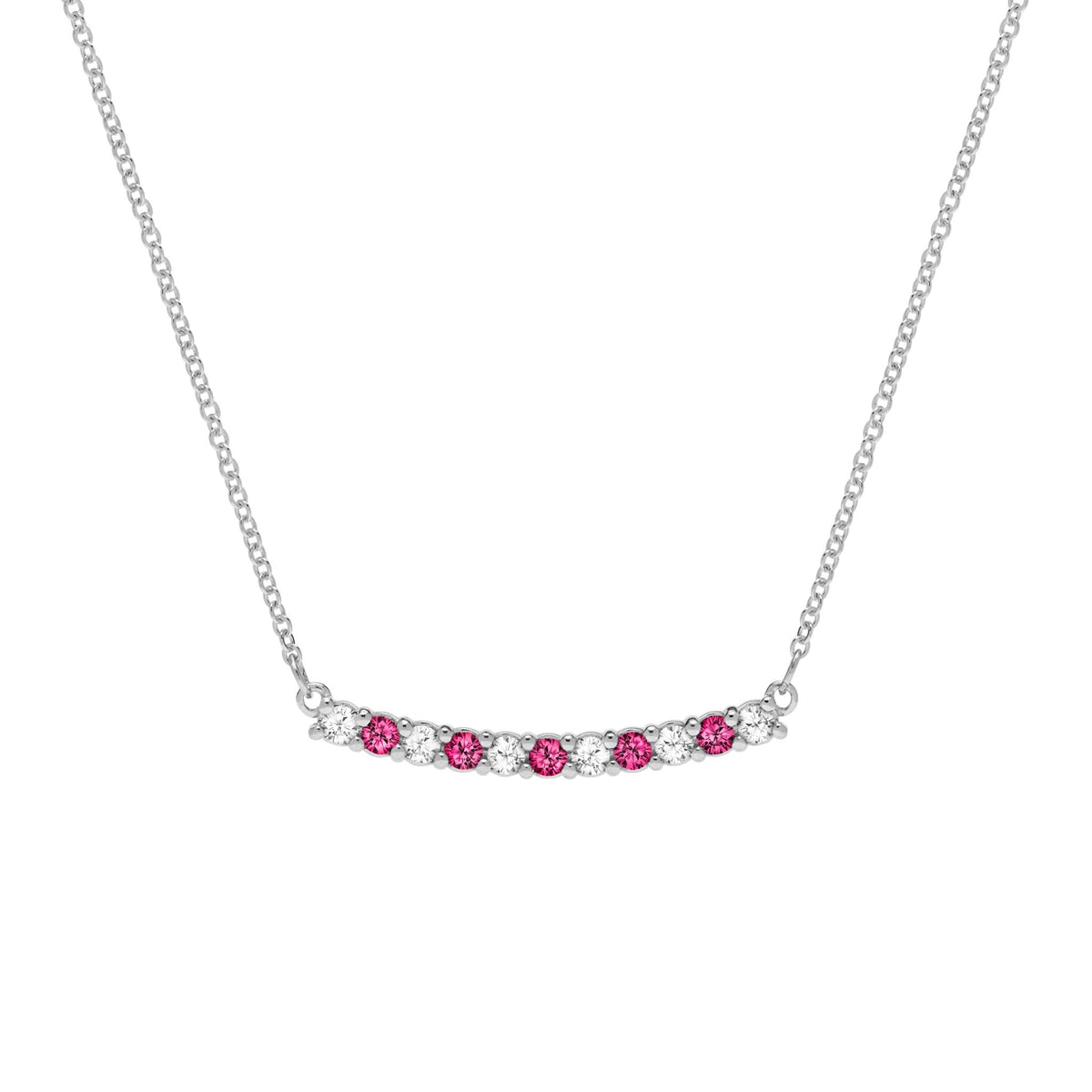 Rosecliff Diamond & Ruby Bar Necklace in 14k Gold (July)