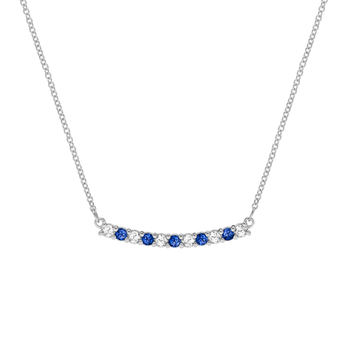 Rosecliff Diamond & Sapphire Bar Necklace in 14k Gold (September)