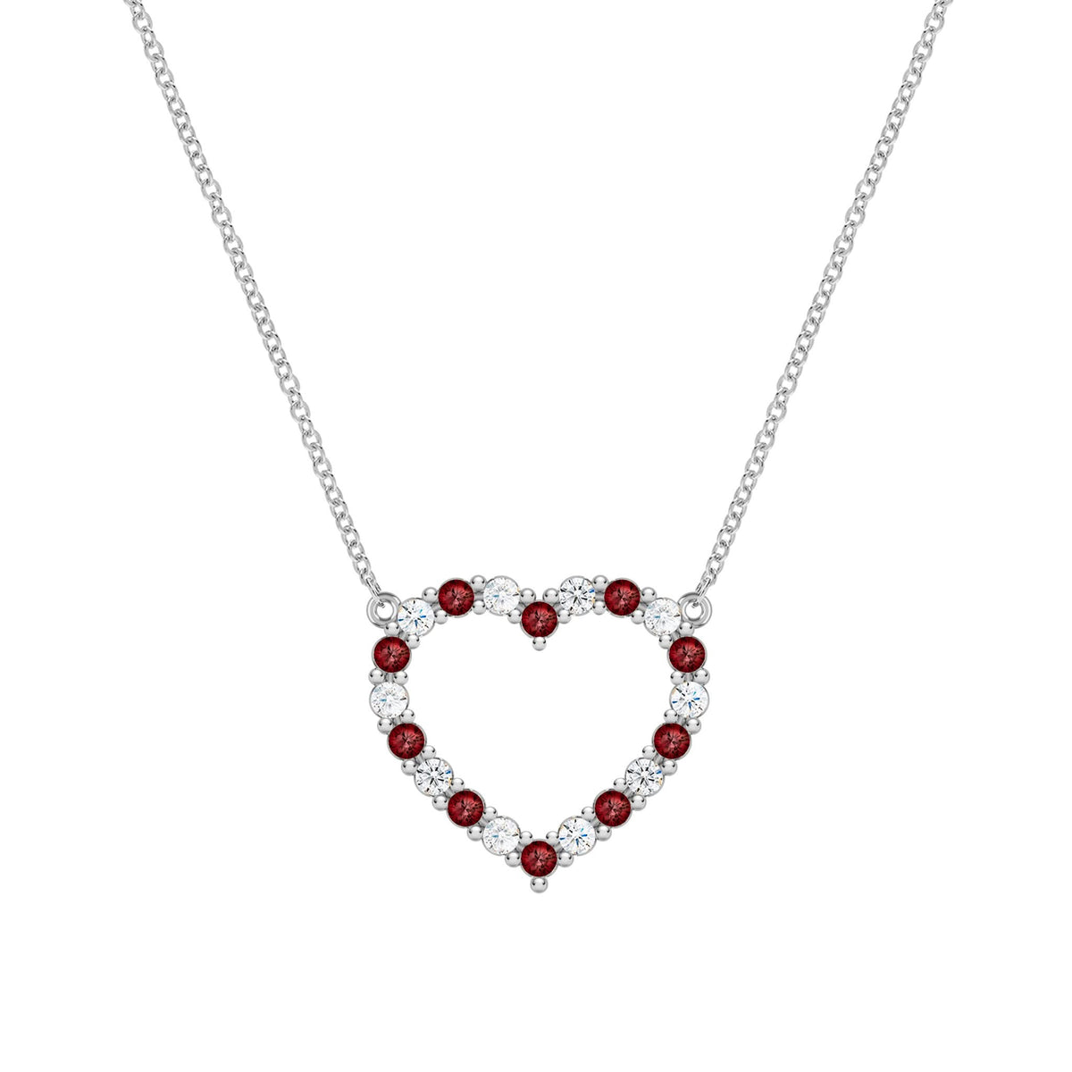 Rosecliff Heart Diamond & Garnet Necklace in 14k Gold (January)