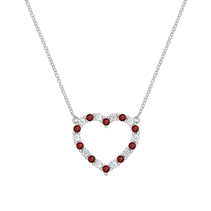 Rosecliff Heart Diamond & Garnet Necklace in 14k Gold (January)