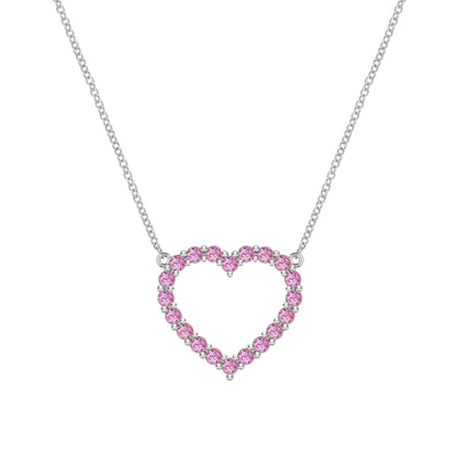 Rosecliff Heart Pink Sapphire Necklace in 14k Gold (October)
