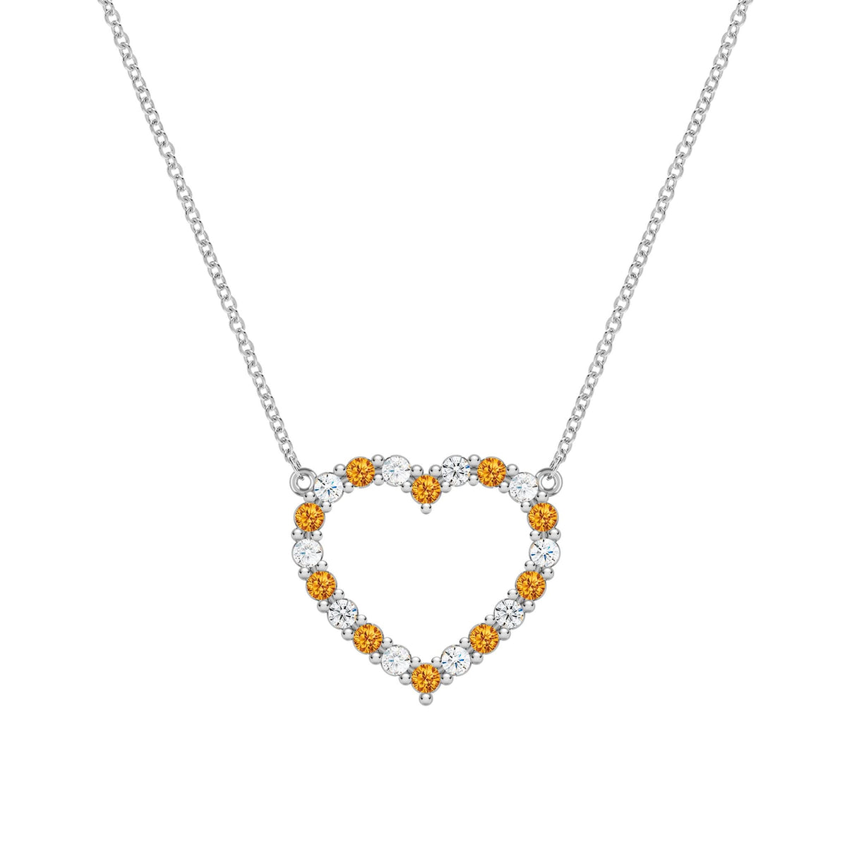 Rosecliff Heart Diamond & Citrine Necklace in 14k Gold (November)
