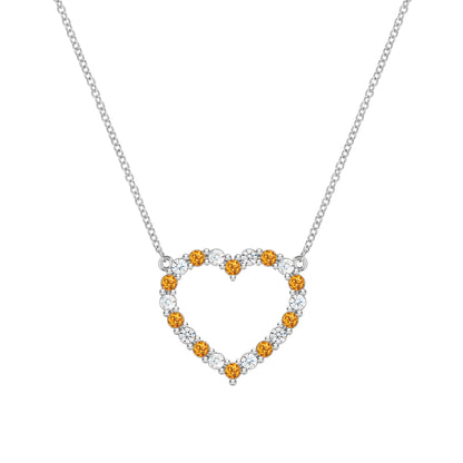 Rosecliff Heart Diamond & Citrine Necklace in 14k Gold (November)