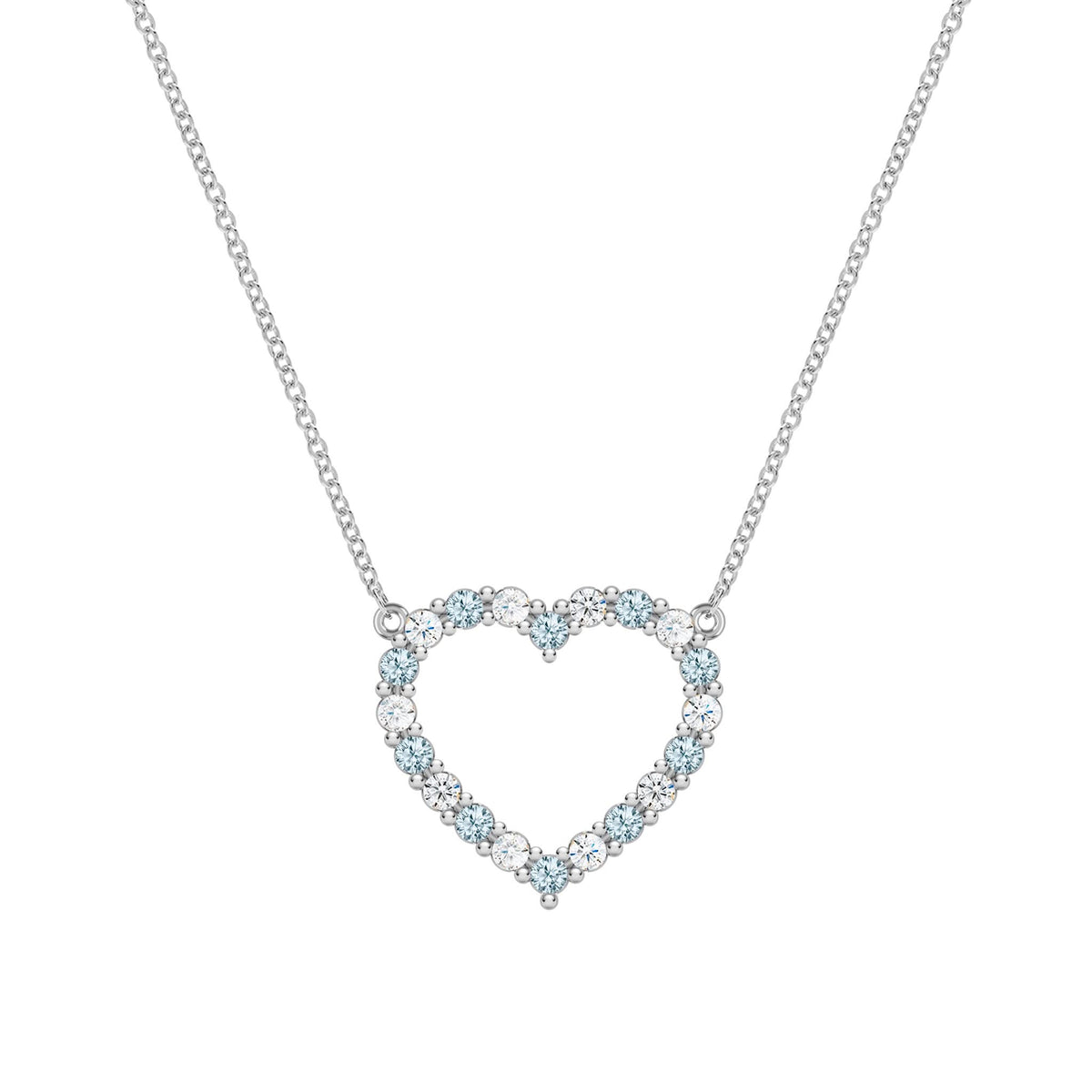 Rosecliff Heart Diamond & Nantucket Blue Topaz Necklace in 14k Gold (December)