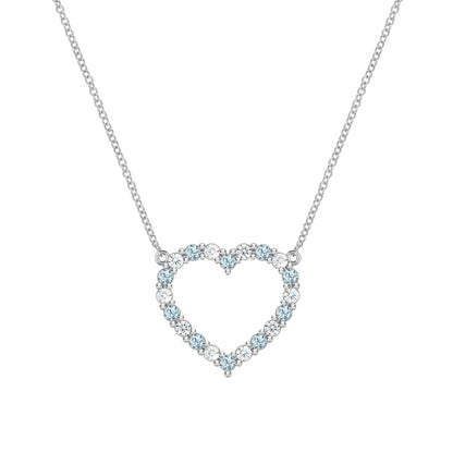 Rosecliff Heart Diamond & Nantucket Blue Topaz Necklace in 14k Gold (December)