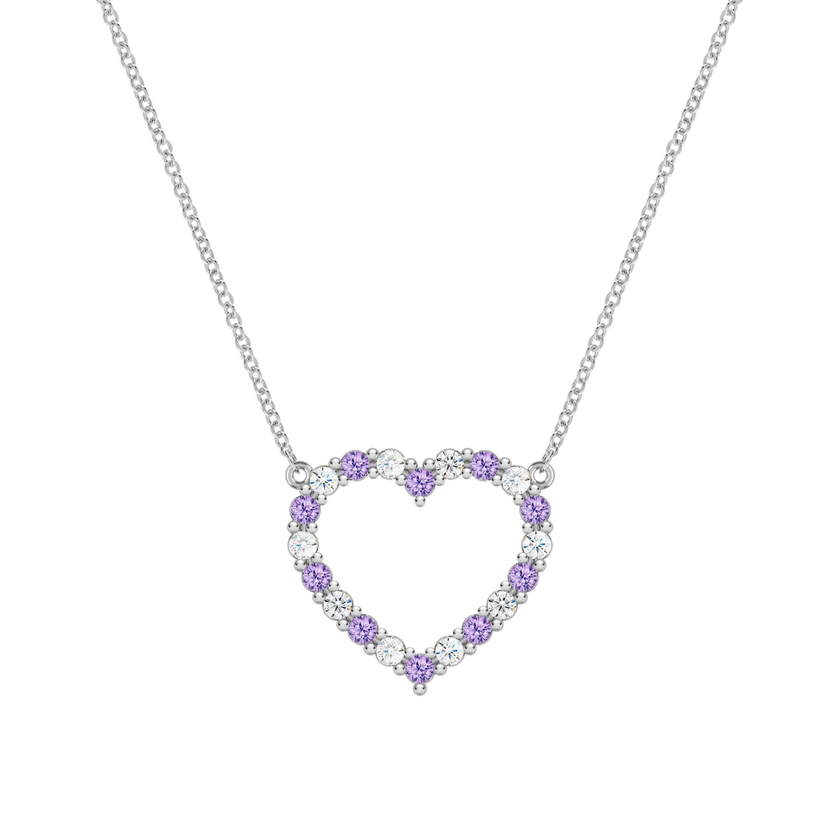 Rosecliff Heart Diamond & Amethyst Necklace in 14k Gold (February)