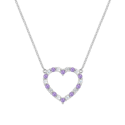 Rosecliff Heart Diamond & Amethyst Necklace in 14k Gold (February)
