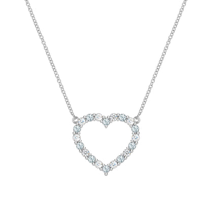 Rosecliff Heart Diamond & Aquamarine Necklace in 14k Gold (March)
