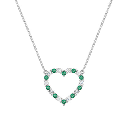 Rosecliff Heart Diamond & Emerald Necklace in 14k Gold (May)
