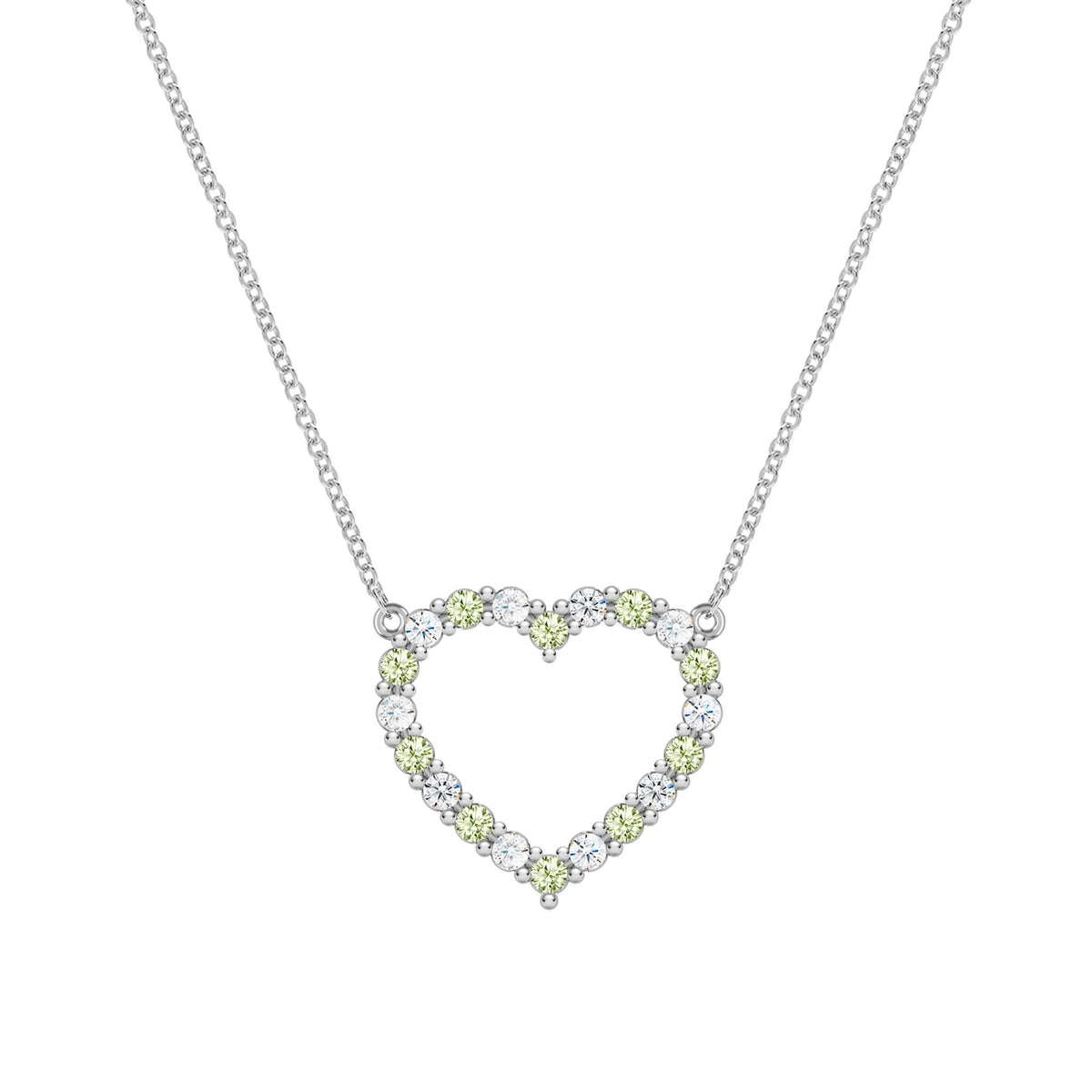 Rosecliff Heart Diamond & Peridot Necklace in 14k Gold (August)