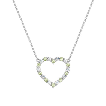 Rosecliff Heart Diamond & Peridot Necklace in 14k Gold (August)