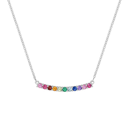 Rainbow Rosecliff Bar Necklace in 14k Gold