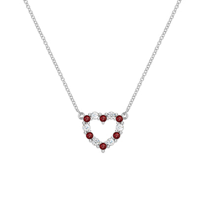 Rosecliff Small Heart Diamond & Garnet Necklace in 14k Gold (January)