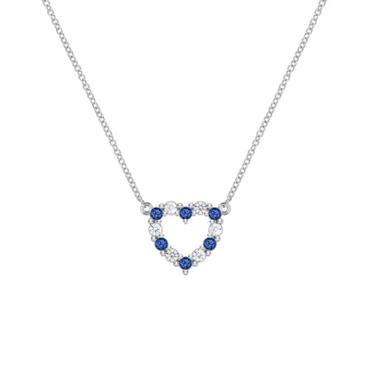 Rosecliff Small Heart Diamond & Sapphire Necklace in 14k Gold (September)