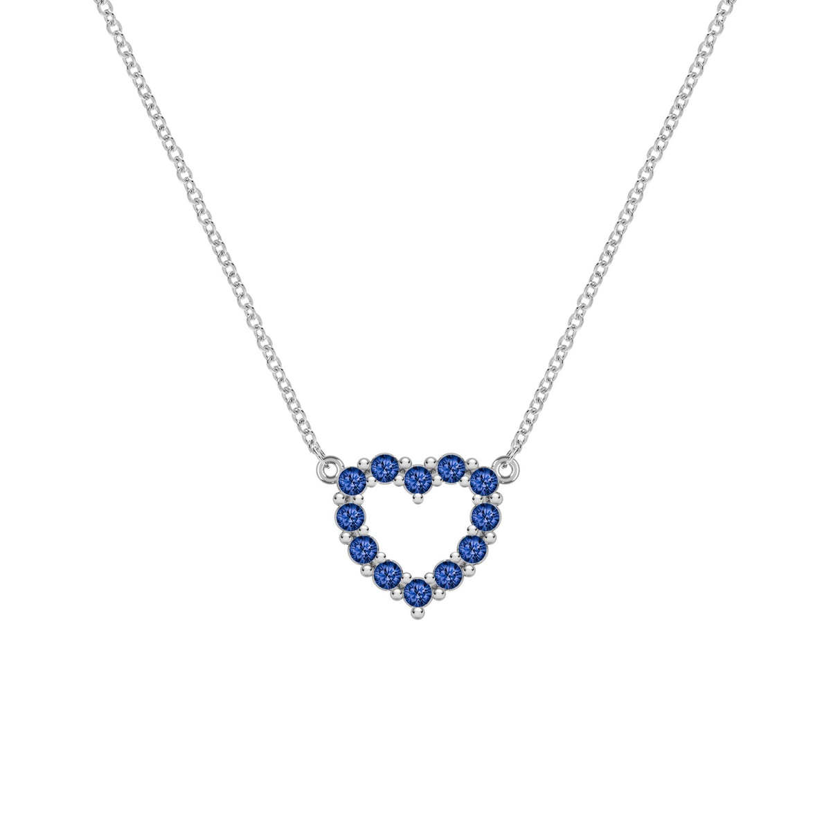 Rosecliff Small Heart Sapphire Necklace in 14k Gold (September)
