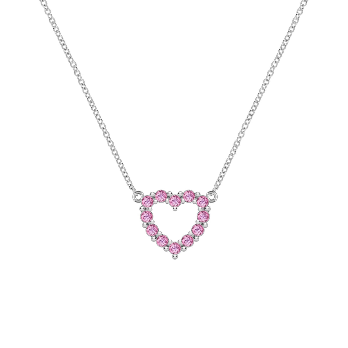 Rosecliff Small Heart Pink Sapphire Necklace in 14k Gold (October)