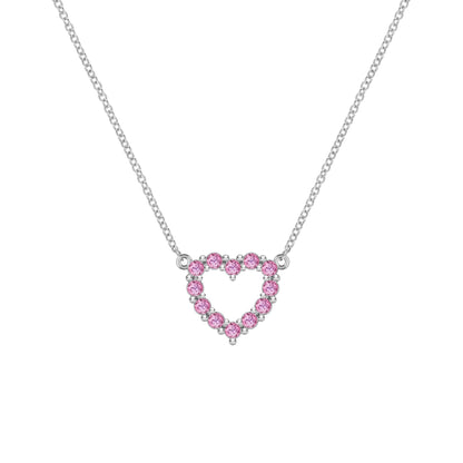 Rosecliff Small Heart Pink Sapphire Necklace in 14k Gold (October)