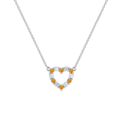 Rosecliff Small Heart Diamond & Citrine Necklace in 14k Gold (November)