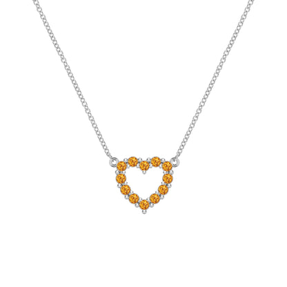 Rosecliff Small Heart Citrine Necklace in 14k Gold (November)