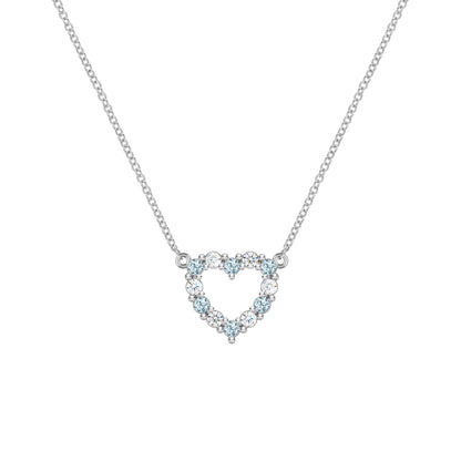 Rosecliff Small Heart Diamond & Nantucket Blue Topaz Necklace in 14k Gold (December)