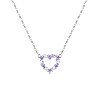 Rosecliff Small Heart Diamond & Amethyst Necklace in 14k Gold (February)