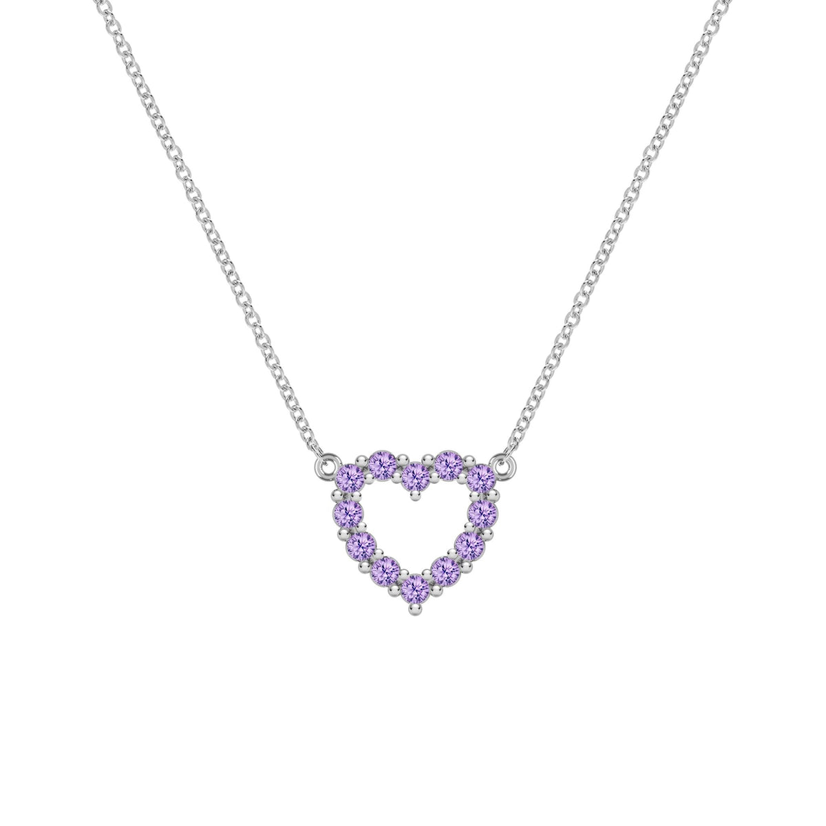Rosecliff Small Heart Amethyst Necklace in 14k Gold (February)