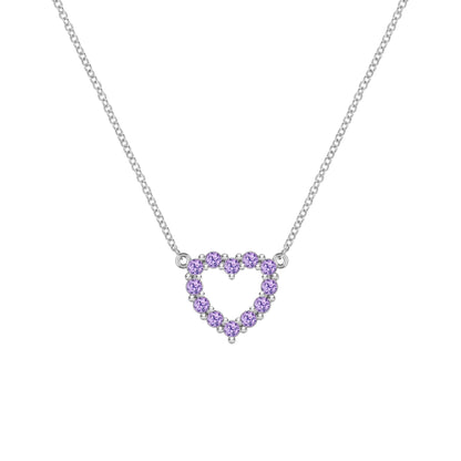 Rosecliff Small Heart Amethyst Necklace in 14k Gold (February)