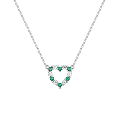 Rosecliff Small Heart Diamond & Emerald Necklace in 14k Gold (May)