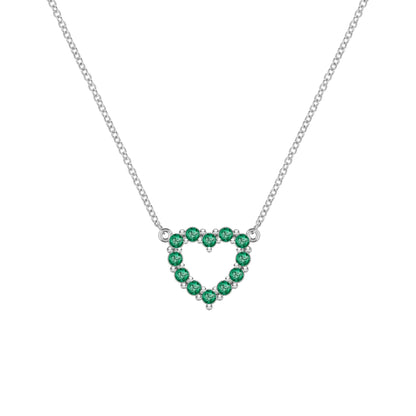 Rosecliff Small Heart Emerald Necklace in 14k Gold (May)
