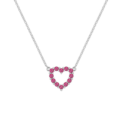 Rosecliff Small Heart Ruby Necklace in 14k Gold (July)