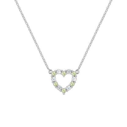 Rosecliff Small Heart Diamond & Peridot Necklace in 14k Gold (August)