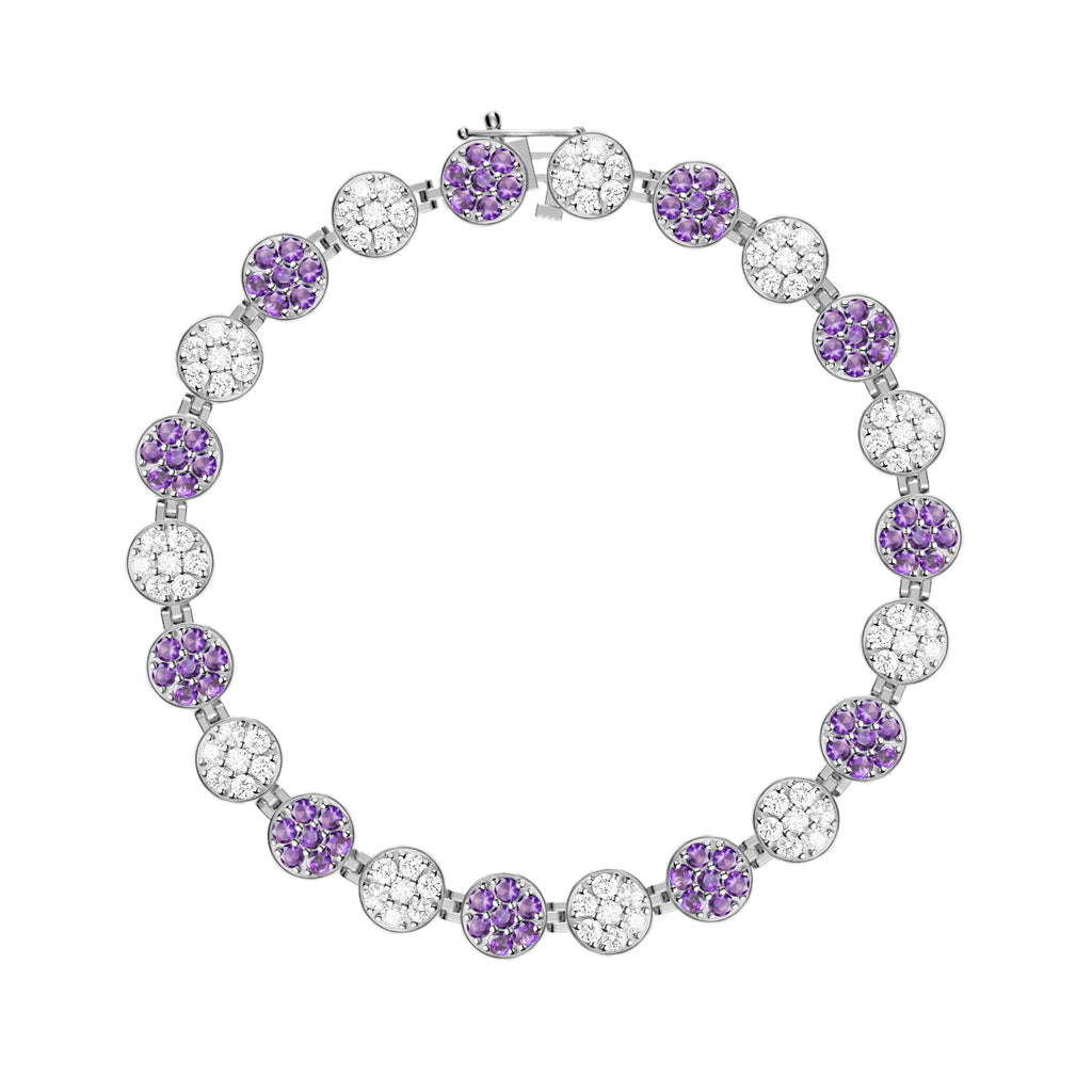 Rosecliff Tennis Diamond & Amethyst Bracelet in 14k Gold (February)