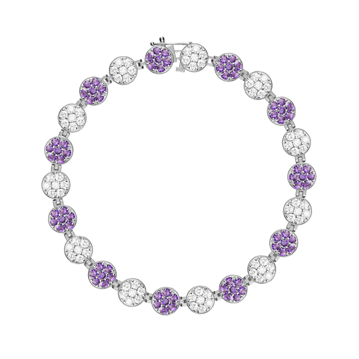 Rosecliff Tennis Diamond & Amethyst Bracelet in 14k Gold (February)