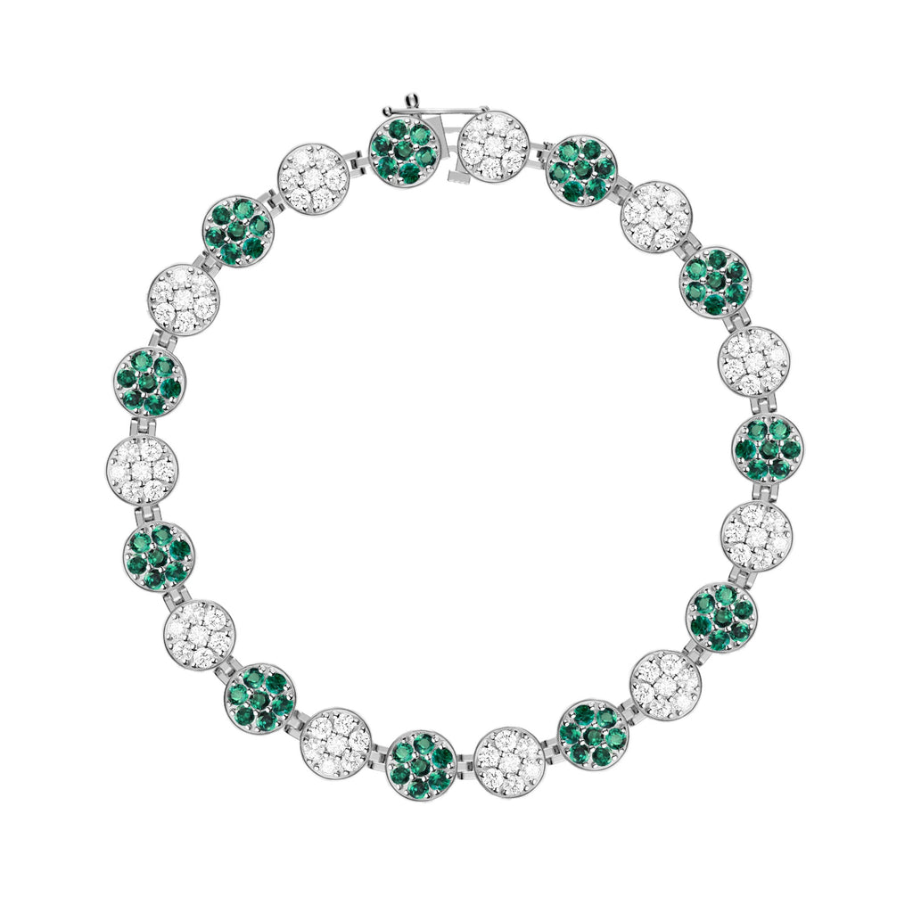 Rosecliff Tennis Diamond & Emerald Bracelet in 14k Gold (May)