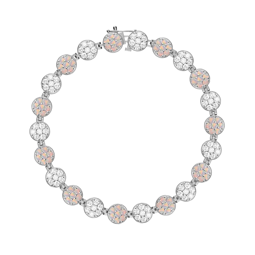 Rosecliff Tennis Diamond & Opal Bracelet in 14k Gold (October)