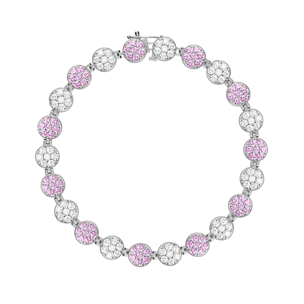 Rosecliff Tennis Diamond & Pink Sapphire Bracelet in 14k Gold (October)