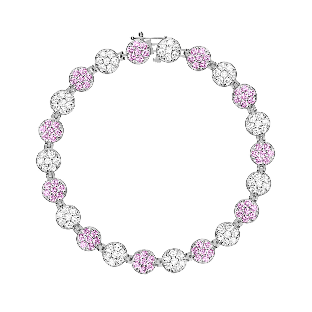 Rosecliff Tennis Diamond & Pink Sapphire Bracelet in 14k Gold (October)