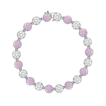 Rosecliff Tennis Diamond & Pink Sapphire Bracelet in 14k Gold (October)