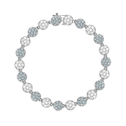 Rosecliff Tennis Diamond & Nantucket Blue Topaz Bracelet in 14k Gold (December)