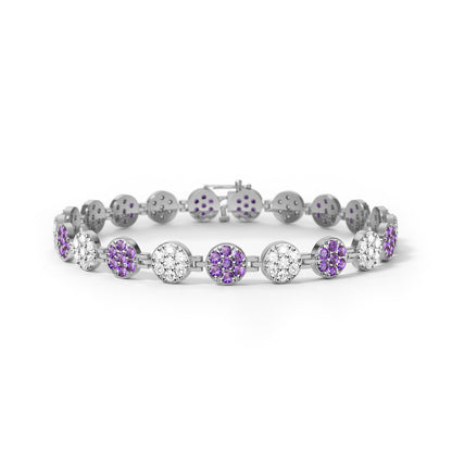 Rosecliff Tennis Diamond & Amethyst Bracelet in 14k Gold (February)