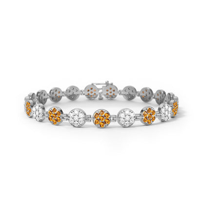 Rosecliff Tennis Diamond & Citrine Bracelet in 14k Gold (November)