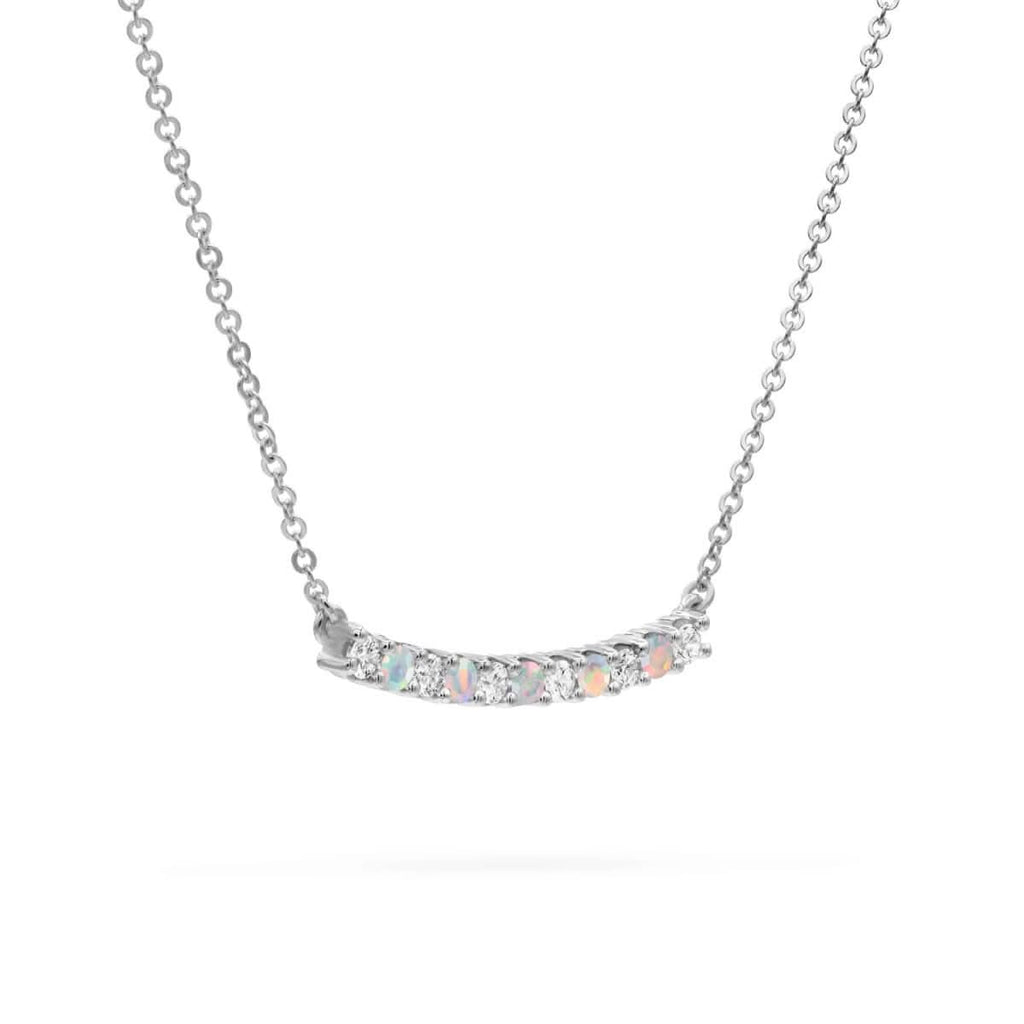 Rosecliff Diamond & Opal Bar Necklace in 14k Gold (October)
